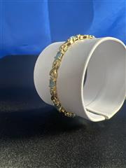 Blue Topaz Gold-Diamond & Stone Bracelet 24 Diamonds .60 Carat T.W.